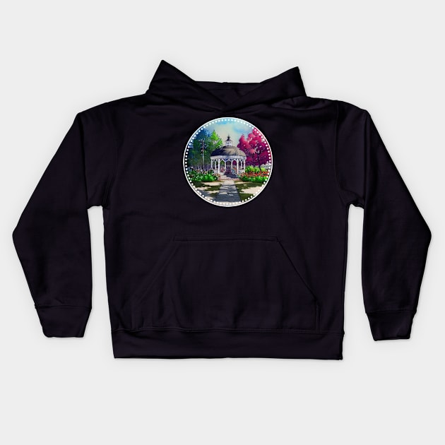 Gazebo at Town Square - Spring - Blue Sky II - Gilmore Kids Hoodie by Fenay-Designs